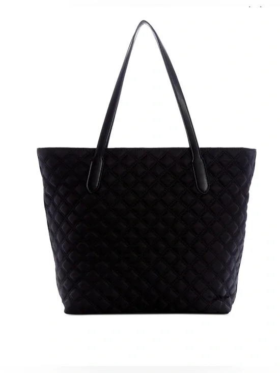 GUESS Black Quilted Tote with Front Zip Pocket - Picture 6 of 8